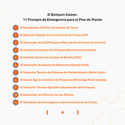 El Botiquín Kaizen: 11 Prompts de Emergencia para el Piso de Planta